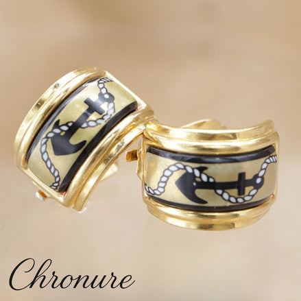 HERMES Enamel Cloisonne Earrings