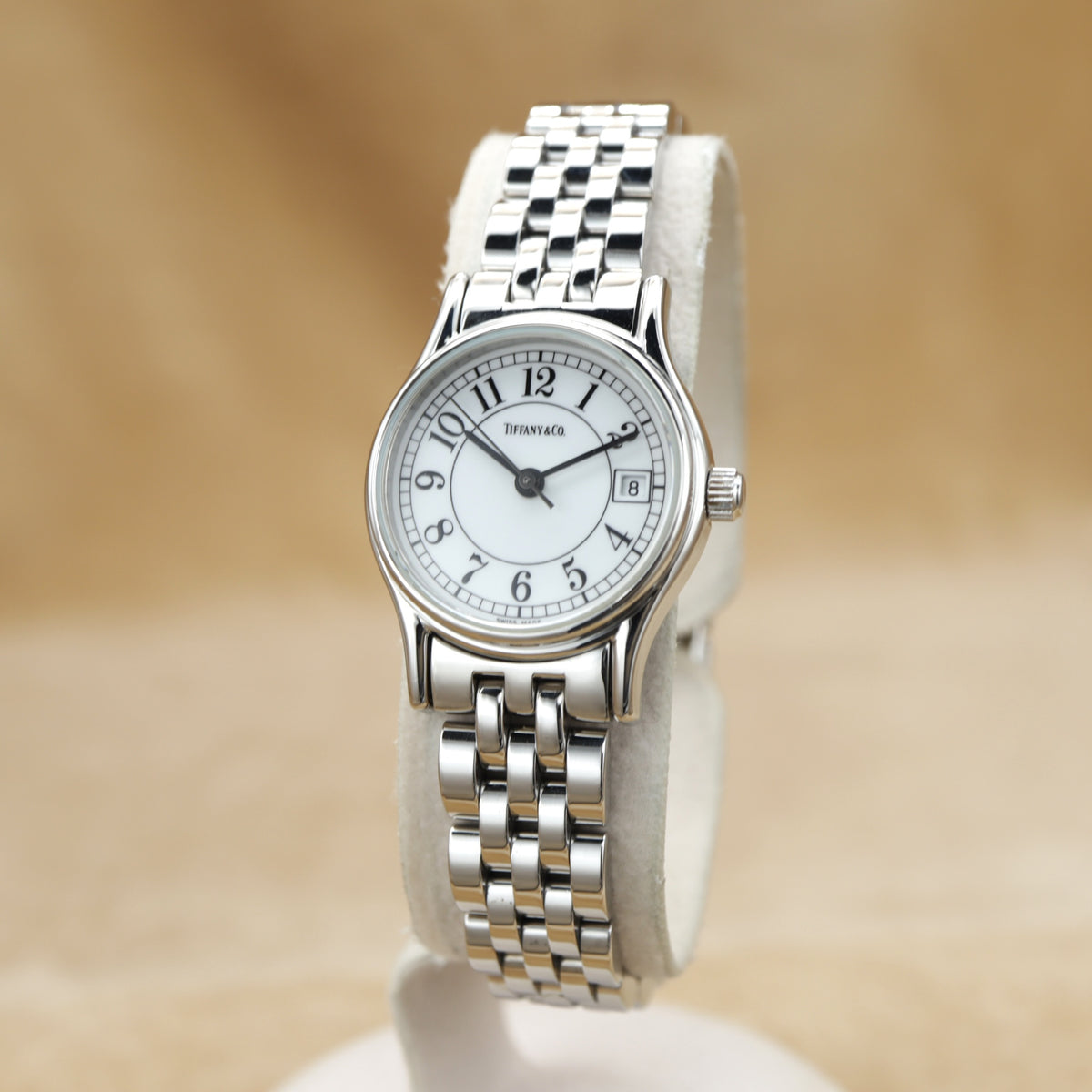 TIFFANY & Co. Classic Round Date SS SM RND DIS WHT ARA BELT <1990s>